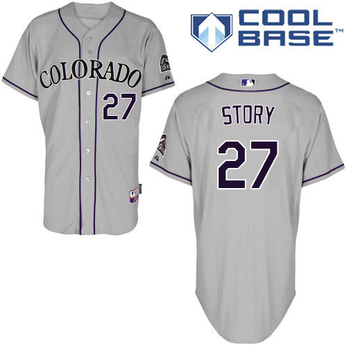 Rockies #27 Trevor Story Grey Cool Base Stitched Youth MLB Jersey